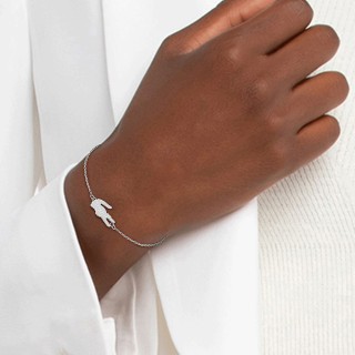 Lacoste Chain Bracelet for Women Crocodile Collection Silver