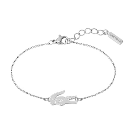 Lacoste Chain Bracelet for Women Crocodile Collection Silver