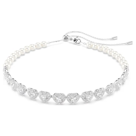 Swarovski Ariana Grande x Choker Crystal Pearl Heart White Rhodium Plated 5720861