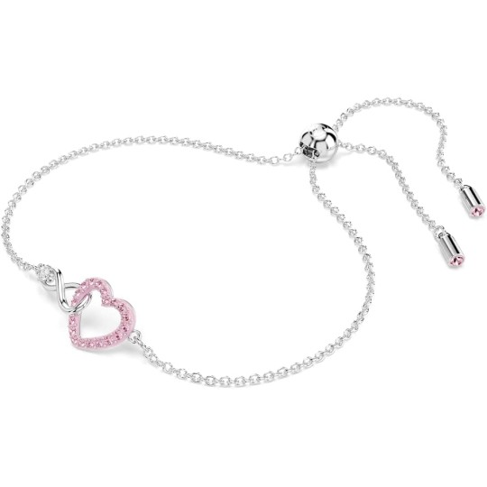 Swarovski Hyperbola 5691143 Γυναικείο Βραχιόλι Αλυσίδα με Καρδιά Ασημί /Ροζ