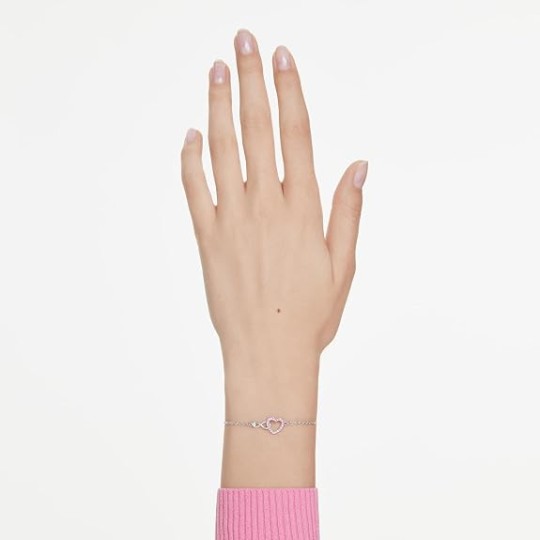 Swarovski Hyperbola 5691143 Γυναικείο Βραχιόλι Αλυσίδα με Καρδιά Ασημί /Ροζ