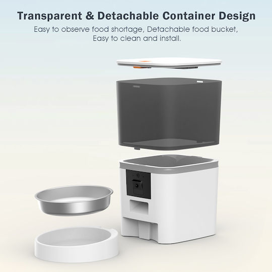 BRUNO Smart Ταΐστρα Κατοικίδιων BRN-0237 με κάμερα 2MP 6L WiFi Λευκή