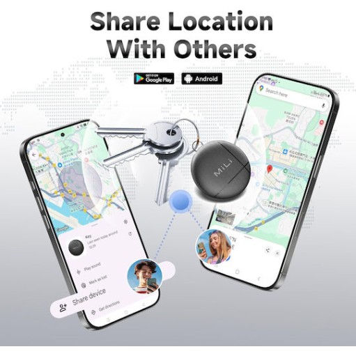 MILI Smart Tag LiTag Duo για iOS & Android συσκευές Bluetooth tracker Μαύρο