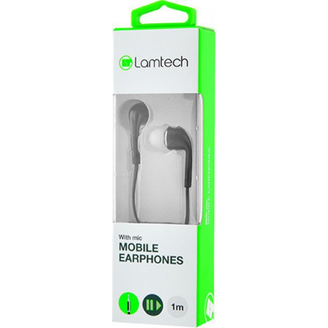 LAMTECH MOBILE EARPHONES WITH MIC (LAM073029) Black