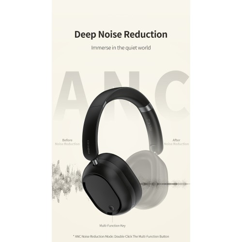 RECCI REP-W79 - Ασύρματο Ακουστικό με Τεχνολογία ANC για Ακύρωση Θορύβου - Μαύρο RECCI REP-W79 - Ασύρματο Ακουστικό με Τεχνολογία ANC για Ακύρωση Θορύβου - Μαύρο