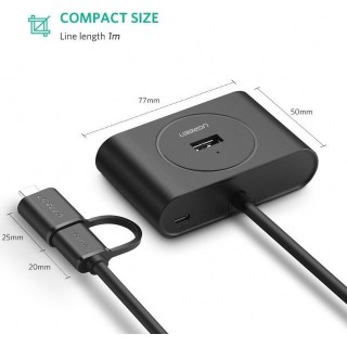 Ugreen CR113 USB 3.0 Hub 4 Θυρών USB-A / USB-C 40850 Ugreen CR113 USB 3.0 Hub 4 Θυρών USB-A / USB-C 40850