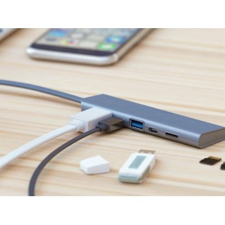 Allocacoc DockingHUB USB-C Multi-Port Pass Through Adaptor - Grey Allocacoc DockingHUB USB-C Multi-Port Pass Through Adaptor - Grey