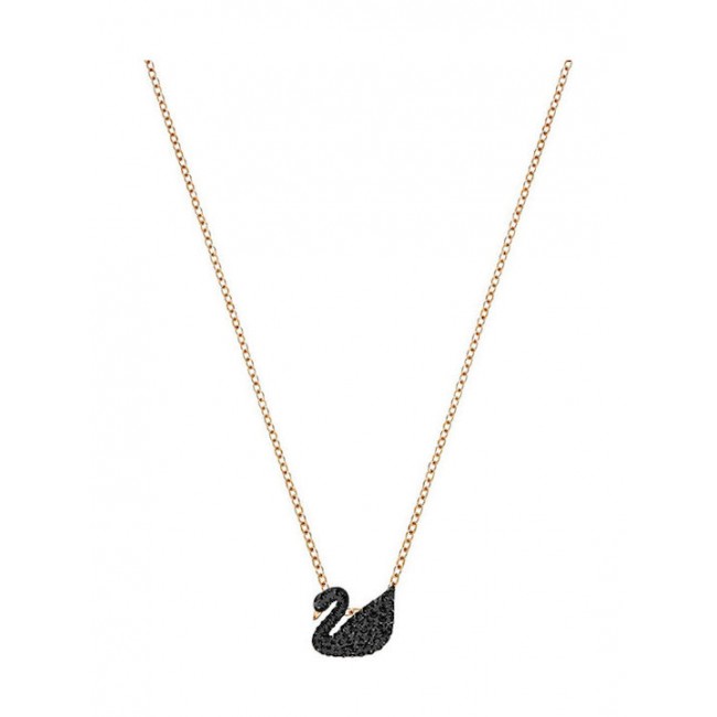 Swarovski Iconic Swan pendant, Swan, Small, Black, Rose gold-tone plated 5204133