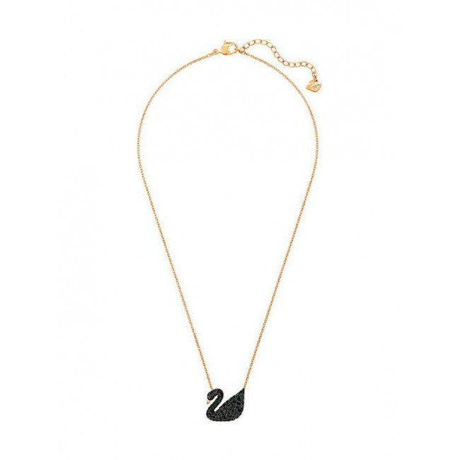 Swarovski Iconic Swan Pendant, Black, Rose-gold tone plated 5204134 Επιχρυσωμένο με ροζ χρυσό