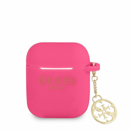 Guess 4G Charm Θήκη Σιλικόνης Φούξια Apple AirPods 2