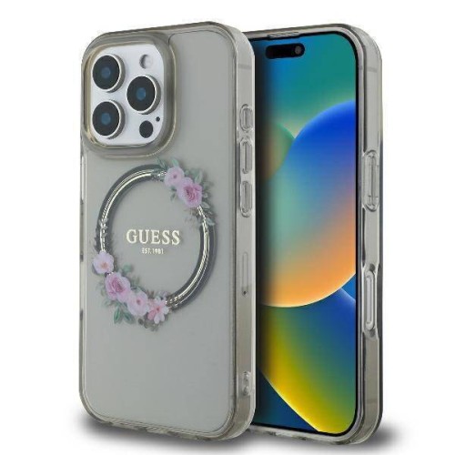 Guess “Flower Wreath” Hard Case iPhone 16 Pro (Μαύρο – GUHMP16LHFWFCK)