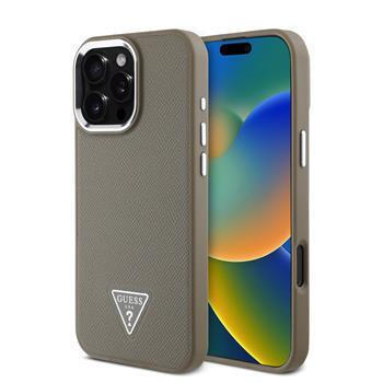 Guess Magsafe “Triangle Logo” Grained PU Case iPhone 16 Pro Max Καφέ – GUHMP16XPGTSPSW