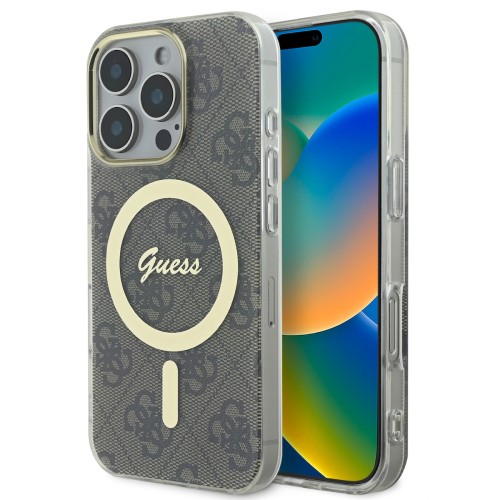 Guess “4G Logο” Hard Case  iPhone 16 Pro Max (Διάφανο/Καφέ – GUHMP16XH4STW)