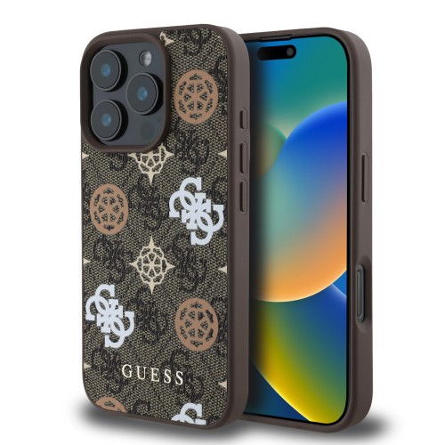 Guess Magsafe “Peony on 4G Background Collection” Hard Case – iPhone 16 Pro Max (Καφέ – GUHMP16XP4PWPW)