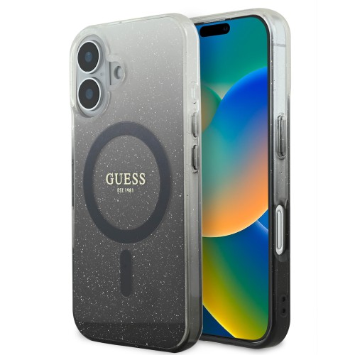 Guess Magsafe “Glitter Gradient” Hard Case iPhone 16 Μαύρο (GUHMP16SHGRCELK)