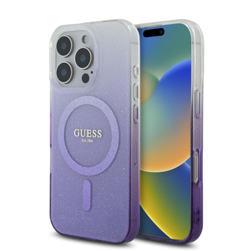 Guess Magsafe “Glitter Gradient” Hard Case iPhone 16 Pro Max Μωβ (GUHMP16XHGRCELU)