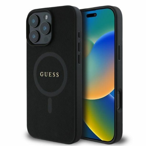 Guess Saffiano Classic Logo Back Cover Πλαστικό Μαύρο iPhone 16 Pro (GUHMP16LPSAHMCK)