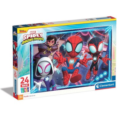 Clementoni Παιδικό Παζλ Maxi Super Color Marvel Spidey Και Οι Απίθανοι Φίλοι Του 24 τμχ 28527