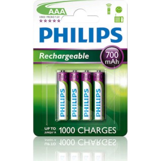 PHILIPS R03B4A70 700mAh AAA HR03 Micro Επαναφορτιζόμενη Μπαταρία 4τμχ