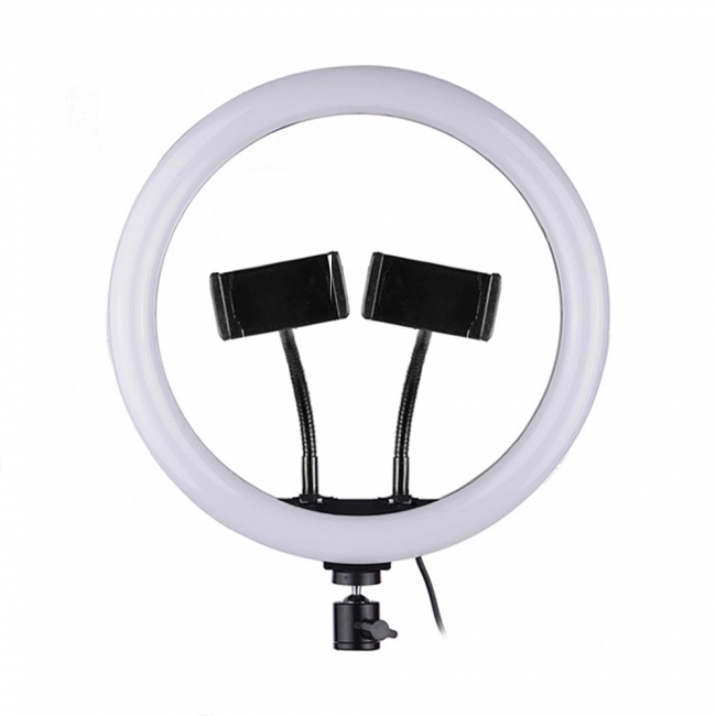 LED Ring Light M33, 33cm, 25W, Dual bracket, Black - 40125