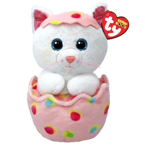 TY Beanie Boos Giggles Χνουδωτή Γατούλα Σε Αυγό Λευκό & Ροζ 15εκ (1607-37369)
