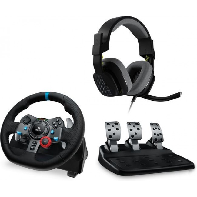 Logitech G29 Τιμονιέρα με Πετάλια για PC / PS4 / PS5 με 900° Περιστροφής + Astro A10 Headset (Black)