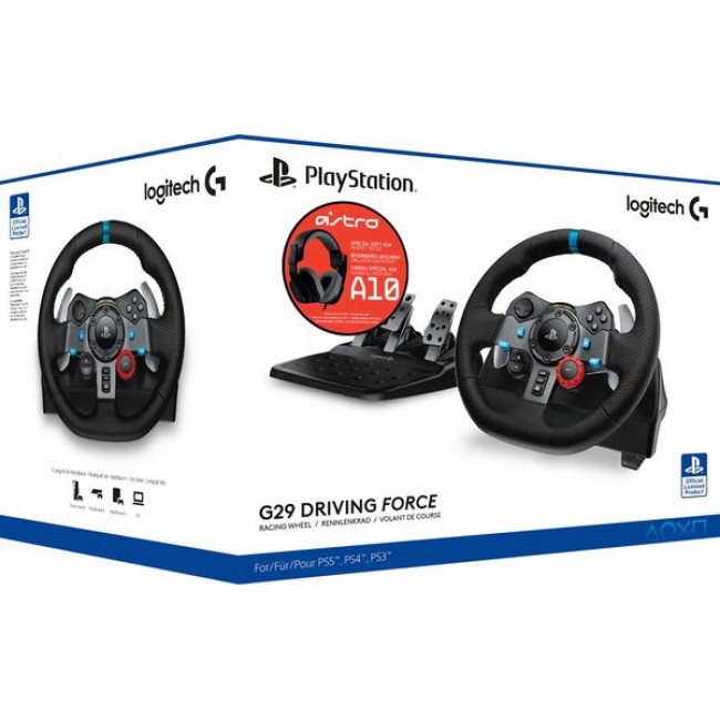 Logitech G29 Τιμονιέρα με Πετάλια για PC / PS4 / PS5 με 900° Περιστροφής + Astro A10 Headset (Black)