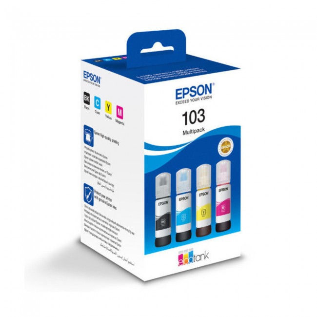 Epson 103 Πακέτο 4 Μελανιών Εκτυπωτή InkJet Κίτρινο / Κυανό / Ματζέντα / Μαύρο (C13T00S64A)