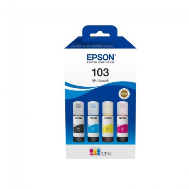 Epson 103 Πακέτο 4 Μελανιών Εκτυπωτή InkJet Κίτρινο / Κυανό / Ματζέντα / Μαύρο (C13T00S64A)