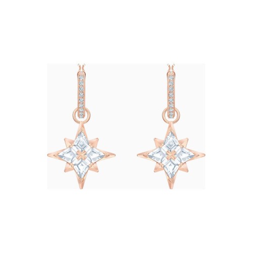 Swarovski Γυναικεία Σκουλαρίκια Κρεμαστά Με Πέτρες Symbolic Star Hoop Επιχρυσωμένα 5494337