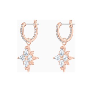 Swarovski Γυναικεία Σκουλαρίκια Κρεμαστά Με Πέτρες Symbolic Star Hoop Επιχρυσωμένα 5494337