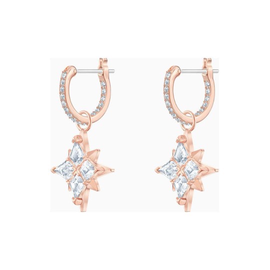 Swarovski Γυναικεία Σκουλαρίκια Κρεμαστά Με Πέτρες Symbolic Star Hoop Επιχρυσωμένα 5494337