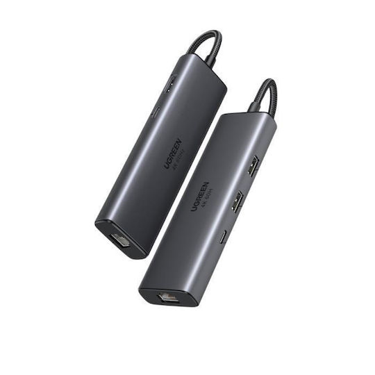 Ugreen CM512 USB-C Docking Station HDMI 4K PD Ethernet Γκρι